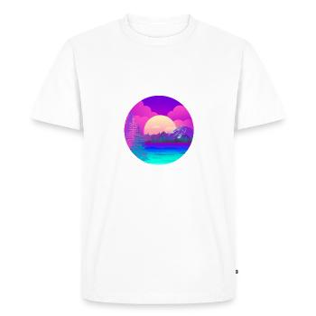 Lake in the mountains with forest at sunset - Men's Premium Organic T-Shirt - white - Front - Nico (187cm)