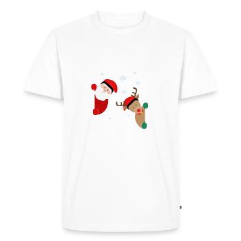 Le Père Noël et Rudolph regardent déjà autour d - T-shirt Premium bio Homme - blanc - Devant - Nico (187cm)