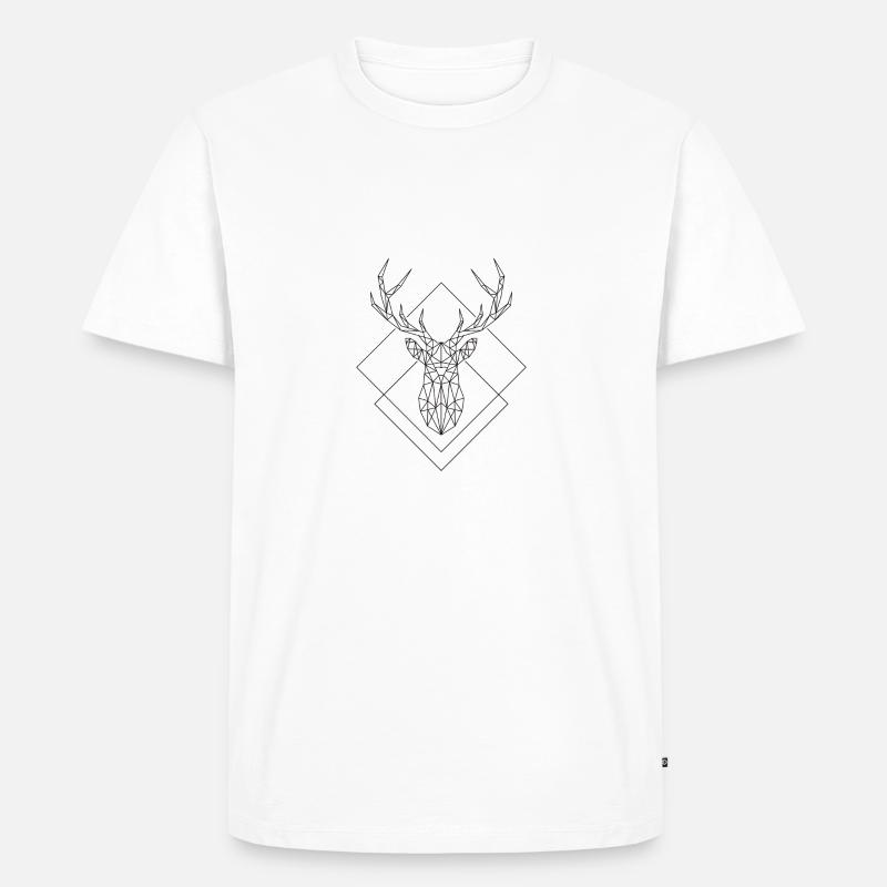 Polygon Hirsch - Männer Premium Bio T-Shirt - Weiß