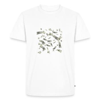 Flux de trésorerie Pluie d’argent - T-shirt Premium bio Homme - blanc - Devant - Nico (187cm)