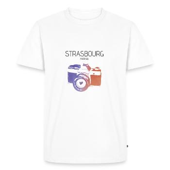 Camera Strasbourg France - Men's Premium Organic T-Shirt - white - Front - Nico (187cm)