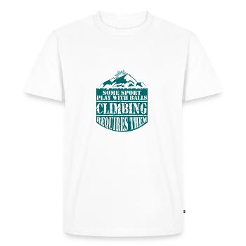 Climbing is the passion of the mountaineer - Men's Premium Organic T-Shirt - white - Front - Nico (187cm)