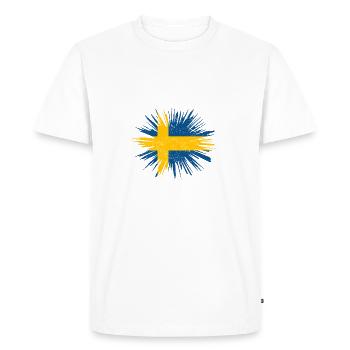 Cadeau Splatter Pays Roots Suède - T-shirt Premium bio Homme - blanc - Devant - Nico (187cm)