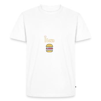 J'adore les hamburgers - T-shirt Premium bio Homme - blanc - Devant - Nico (187cm)