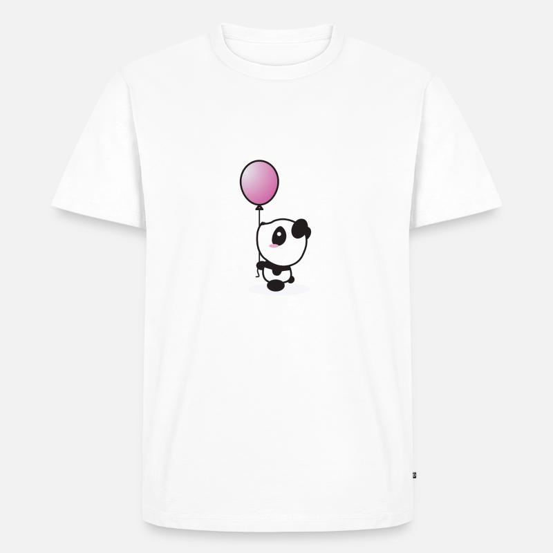 panda with baloon - Männer Premium Bio T-Shirt - Weiß