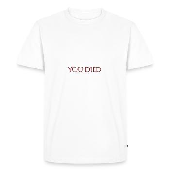 You Died - - Men's Premium Organic T-Shirt - white - Front - Nico (187cm)
