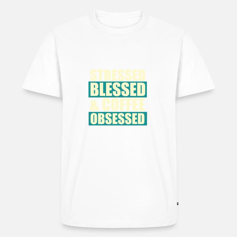 Stressed blessed - Männer Premium Bio T-Shirt - Weiß