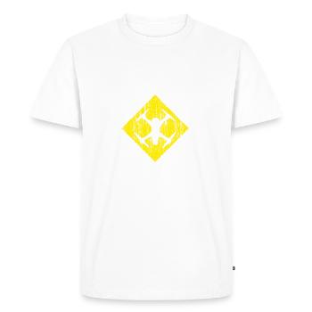 signe frais de drones sous forme Karo sur un fond jaune - T-shirt Premium bio Homme - blanc - Devant - Nico (187cm)