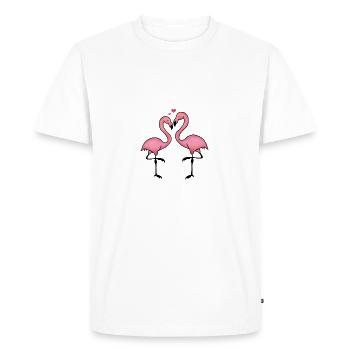 flamingos love - Men's Premium Organic T-Shirt - white - Front - Nico (187cm)