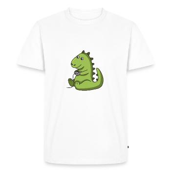 Gamer dinosaur gift idea dino trex game - Men's Premium Organic T-Shirt - white - Front - Nico (187cm)
