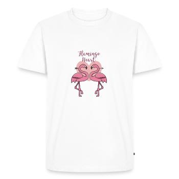 Coeur flamant couple cadeau amoureux rose tropical - T-shirt Premium bio Homme - blanc - Devant - Nico (187cm)