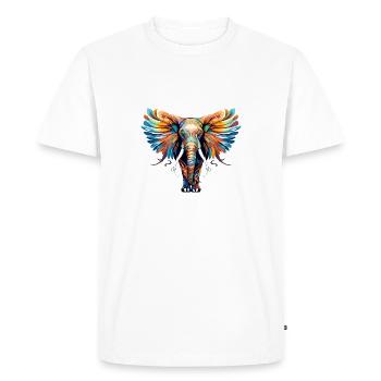 Elephant with Feathers no2 - Men's Premium Organic T-Shirt - white - Front - Nico (187cm)
