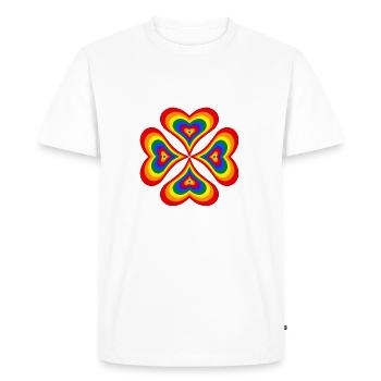 Fleur de coeurs arc-en-ciel (LGBT) - T-shirt Premium bio Homme - blanc - Devant - Nico (187cm)