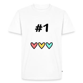 1. 1 AN. 1er ANNIVERSAIRE. ANNIVERSAIRE 1 AN - T-shirt Premium bio Homme - blanc - Devant - Nico (187cm)