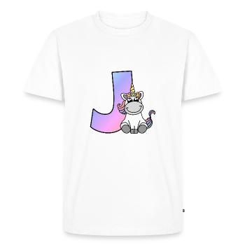Licorne Lettre J - T-shirt Premium bio Homme - blanc - Devant - Nico (187cm)