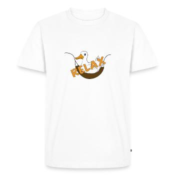 Drôle de canard disant relax - T-shirt Premium bio Homme - blanc - Devant - Nico (187cm)