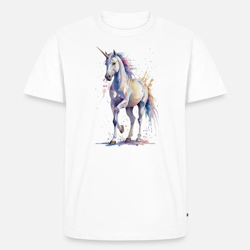 Ätherisches Einhorn - Aquarell - Männer Premium Bio T-Shirt - Weiß