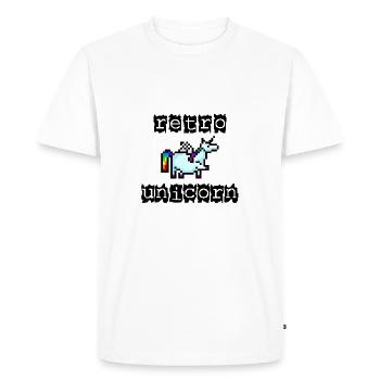 Pixel unicorn retro black font - Men's Premium Organic T-Shirt - white - Front - Nico (187cm)