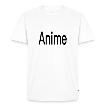 "Anime" lettering logo - Men's Premium Organic T-Shirt - white - Front - Nico (187cm)