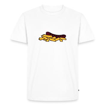 currywurst frite saucisse - T-shirt Premium bio Homme - blanc - Devant - Nico (187cm)