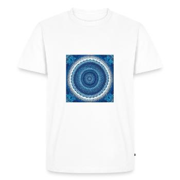 Kaléidoscope du mandala. Bleu et blanc. Rétro. - T-shirt Premium bio Homme - blanc - Devant - Nico (187cm)