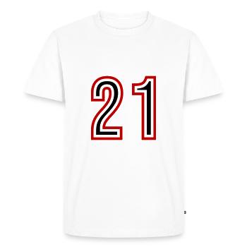 Maillot 21 Nombre d’années - T-shirt Premium bio Homme - blanc - Devant - Nico (187cm)