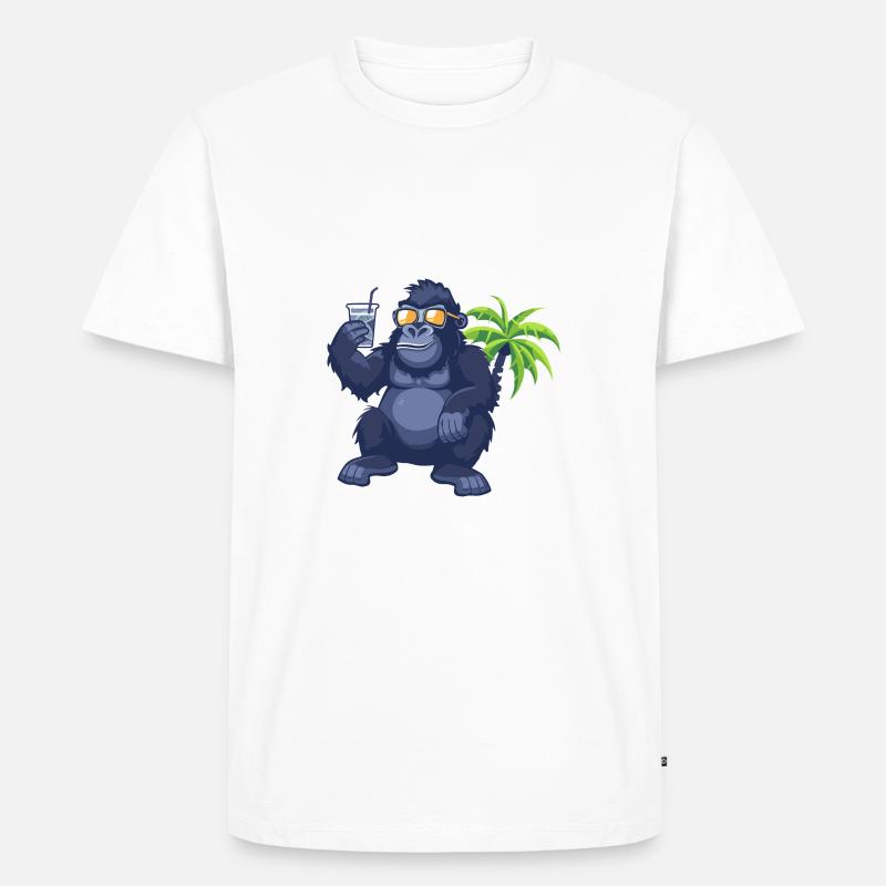Gorilla Sommer Strand Comic - Männer Premium Bio T-Shirt - Weiß