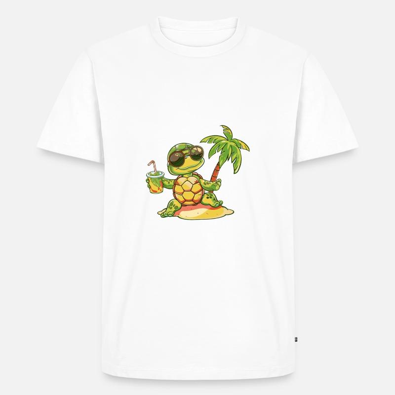 Turtle Summer Beach Comic - Men's Premium Organic T-Shirt - white
