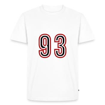 93 Number Years Jersey - Men's Premium Organic T-Shirt - white - Front - Nico (187cm)