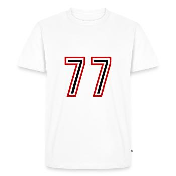 77 Number Years Jersey - Men's Premium Organic T-Shirt - white - Front - Nico (187cm)
