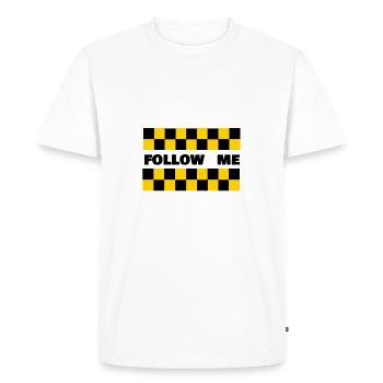Follow me - Airport Car - Men's Premium Organic T-Shirt - white - Front - Nico (187cm)