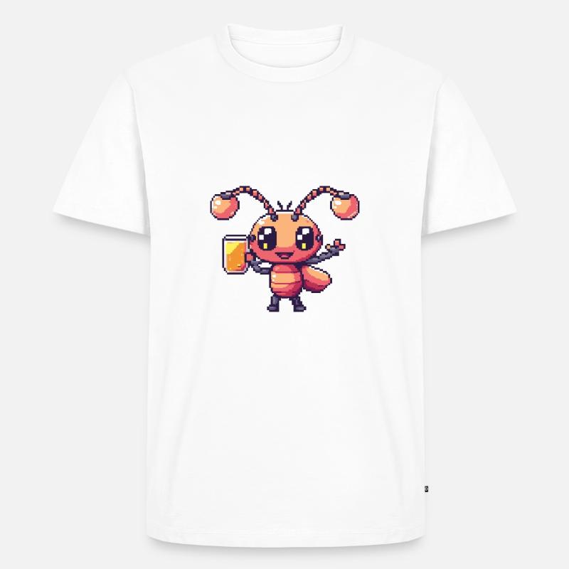 Ameise Bier Pixel - Männer Premium Bio T-Shirt - Weiß