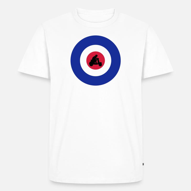 Target mit Rollerfahrer - Männer Premium Bio T-Shirt - Weiß