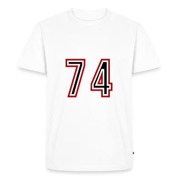 74 Number Years Jersey - Men's Premium Organic T-Shirt - white - Front - Nico (187cm)