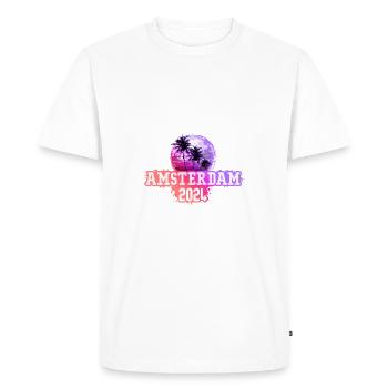 Amsterdam 2024 Palm Trees - Men's Premium Organic T-Shirt - white - Front - Nico (187cm)