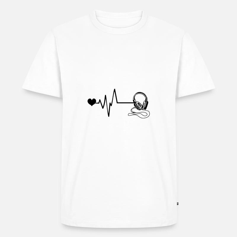 Kopfhörer Puls Liebe - Männer Premium Bio T-Shirt - Weiß