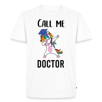 Doktor Call me Doctor - Men's Premium Organic T-Shirt - white - Front - Nico (187cm)