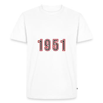 1951 Année Numéro - T-shirt Premium bio Homme - blanc - Devant - Nico (187cm)