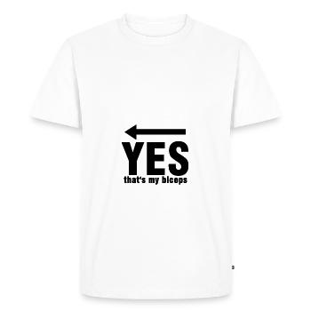 Yes that's my biceps - Men's Premium Organic T-Shirt - white - Front - Nico (187cm)