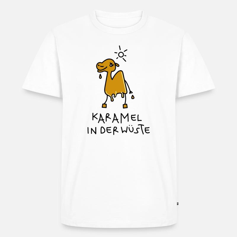 Kamel Karamell - Männer Premium Bio T-Shirt - Weiß
