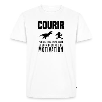 Courir course à pied humour motivation t rex - T-shirt Premium bio Homme - blanc - Devant - Nico (187cm)