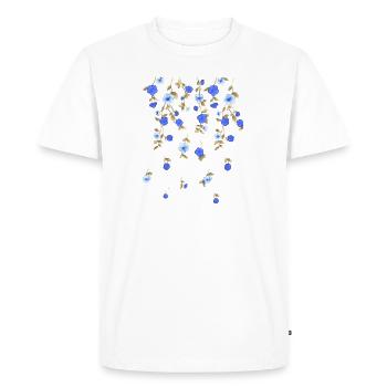 fleurs, bleu, vrilles, illustration, floral - T-shirt Premium bio Homme - blanc - Devant - Nico (187cm)