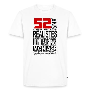 52 ans / t shirt 52 ans / anniversaire 52 ans - T-shirt Premium bio Homme - blanc - Devant - Nico (187cm)