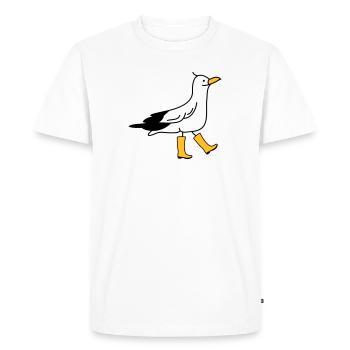 Mouette drôle avec des bottes en caoutchouc - T-shirt Premium bio Homme - blanc - Devant - Nico (187cm)