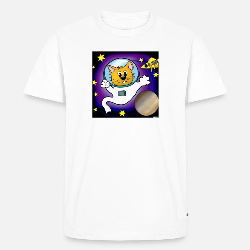 Cat in space - Männer Premium Bio T-Shirt - Weiß