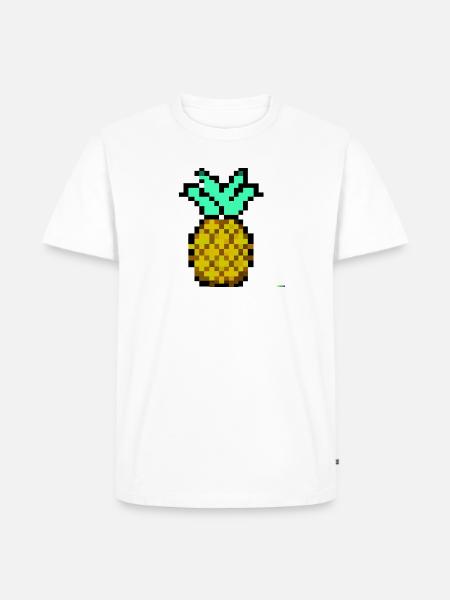 Pixelart Annanas - Männer Premium Bio T-Shirt - Weiß