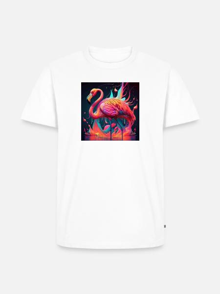 Farbiger Flamingo, einzigartiges Design - Männer Premium Bio T-Shirt - Weiß