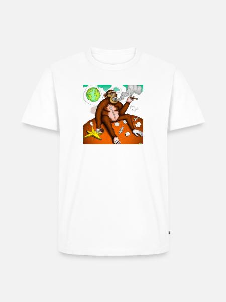 smoking rich monkey - Männer Premium Bio T-Shirt - Weiß