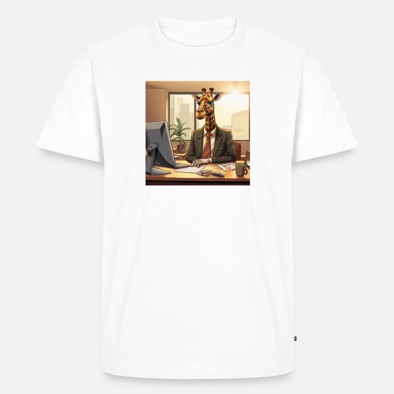 Office Giraffe 3 Comic Style - Männer Premium Bio T-Shirt - Weiß