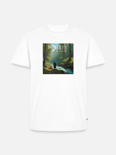 Samurai einsam am Flussufer - Männer Premium Bio T-Shirt - Weiß